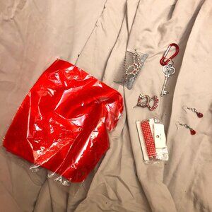 bundle tiara comb, hair clip, bracelet, key chain, earring set, satin scarf